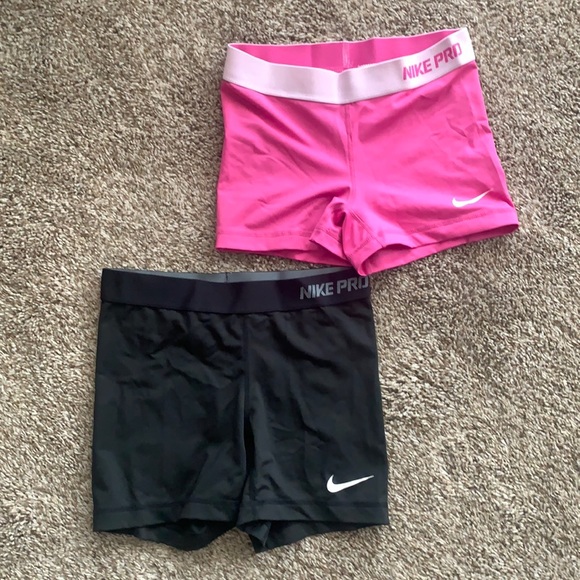 Nike Pants - Set of 2 Nike pro performance shorts in pink and black